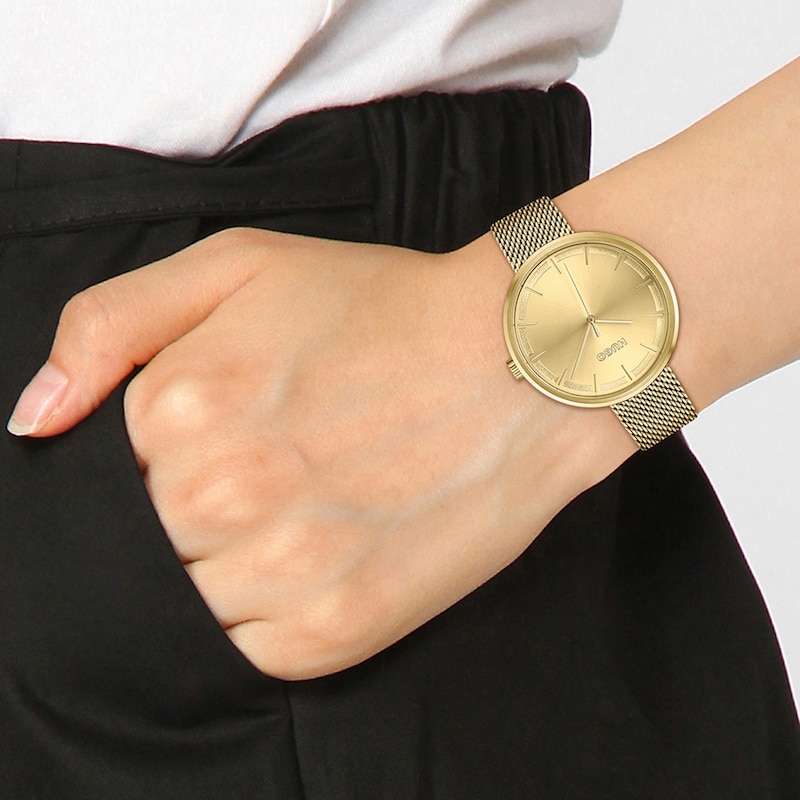 HUGO #MOVE Ladies' Gold Tone Mesh Bracelet Watch