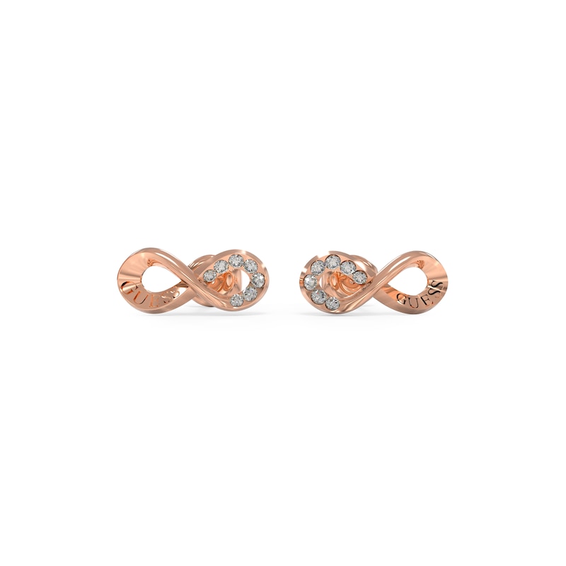 Guess Ladies' Rose Tone Stone Set Infinity Stud Earrings