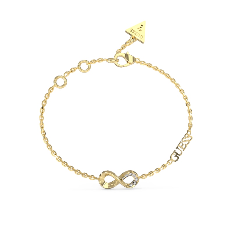 Guess Ladies' Gold Tone Stone Set Infinity Bracelet