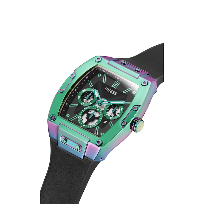 Guess Phoenix Men's Vibrant Green Chronograph Black Silicone Strap Watch