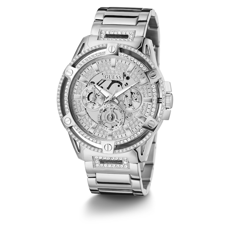 Guess King Men's Stone Set Chronograph Dial Stainless Steel Watch