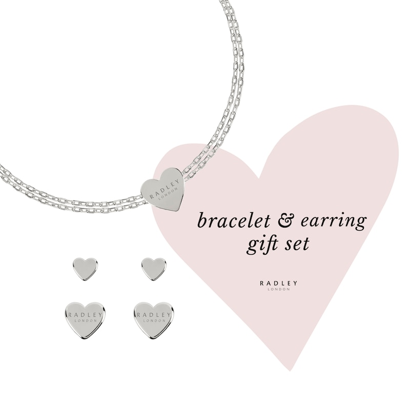 Radley Ladies' Silver Tone Heart Bracelet And Earring Set
