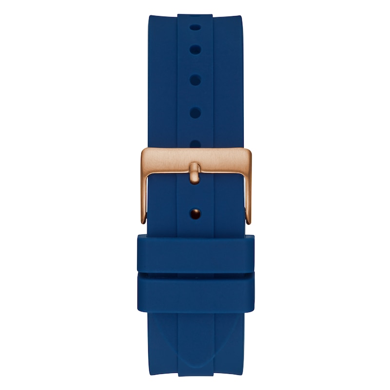 Guess Men's Blue Dial Blue Silicone Strap Watch