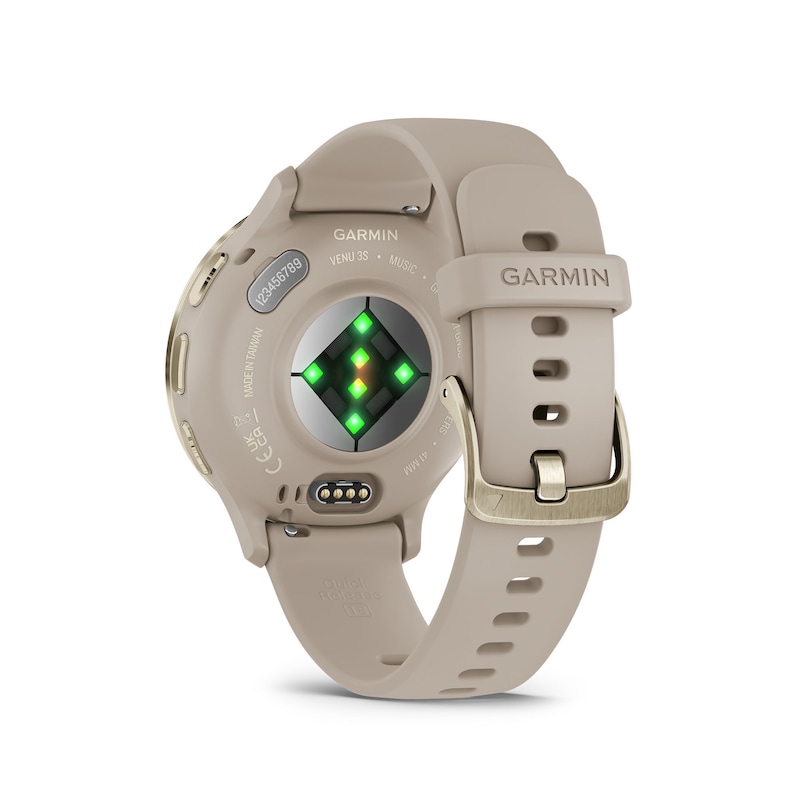 Garmin Venu 3S Ladies' French Grey And Soft Gold Silicone Strap Smartwatch