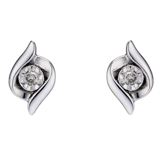 9ct White Gold Diamond Stud Earrings H.Samuel