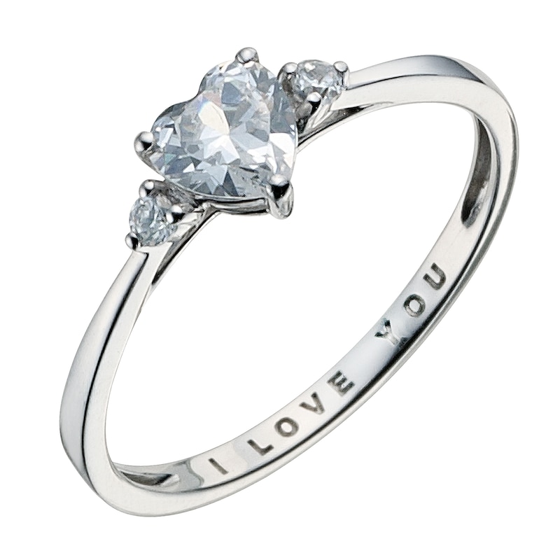 9ct White Gold I Love You Heart Ring
