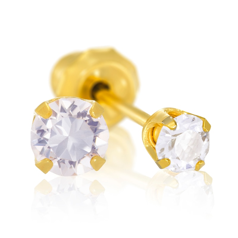 18ct Yellow Gold 3mm CZ Studs For Ear Piercing