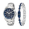 Thumbnail Image 0 of Maserati Successo Men's Blue Dial Stainless Steel Bracelet Watch & Blue Detail Chain Bracelet Set