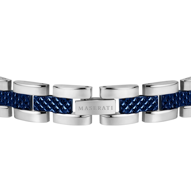 Maserati Successo Men's Blue Dial Stainless Steel Bracelet Watch & Blue Detail Chain Bracelet Set