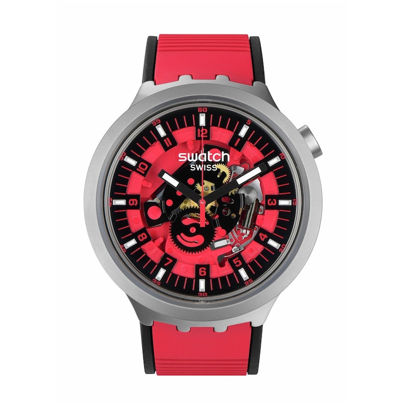 Swatch Juicy Red Dial Rubber Strap Watch