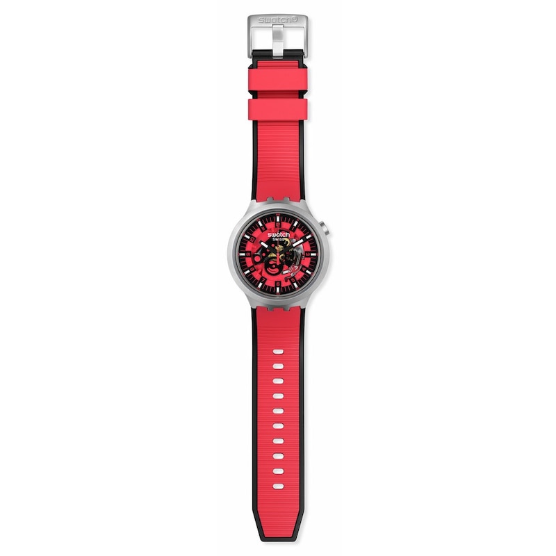 Swatch Juicy Red Dial Rubber Strap Watch