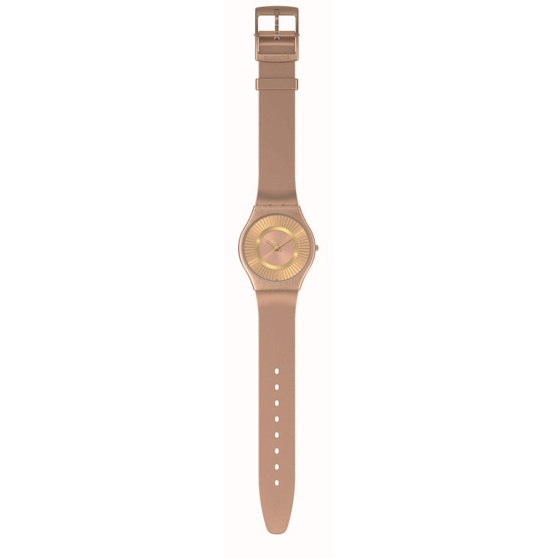 Swatch Tawny Radiance Brown Dial Brown Silicone Strap Watch