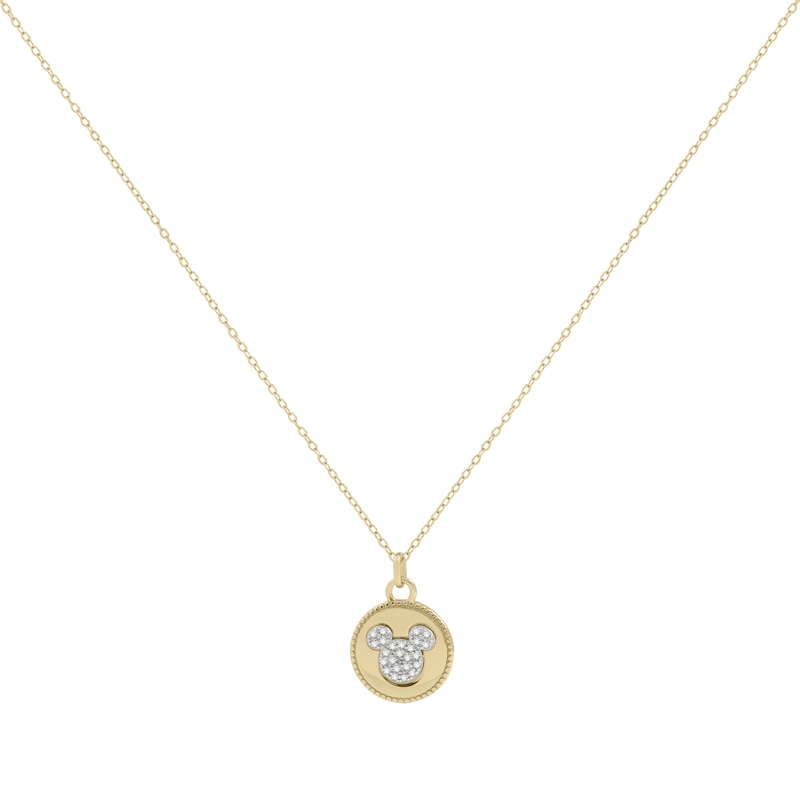 Disney 100 Sterling Silver & 18ct Gold Plated CZ Mickey Mouse Double-sided Pendant Necklace