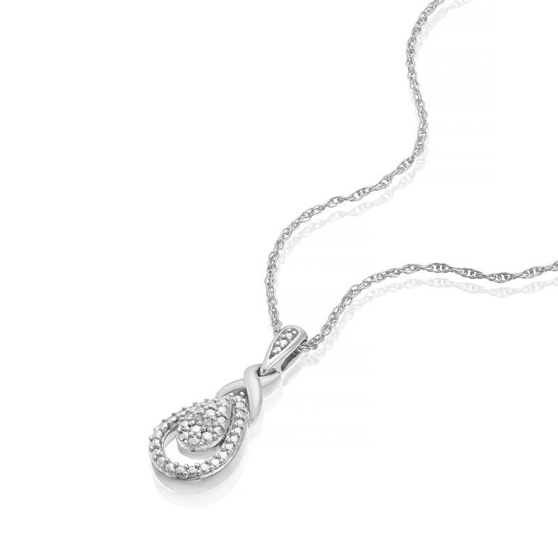 Sterling Silver Teardrop Diamond Pendant Necklace