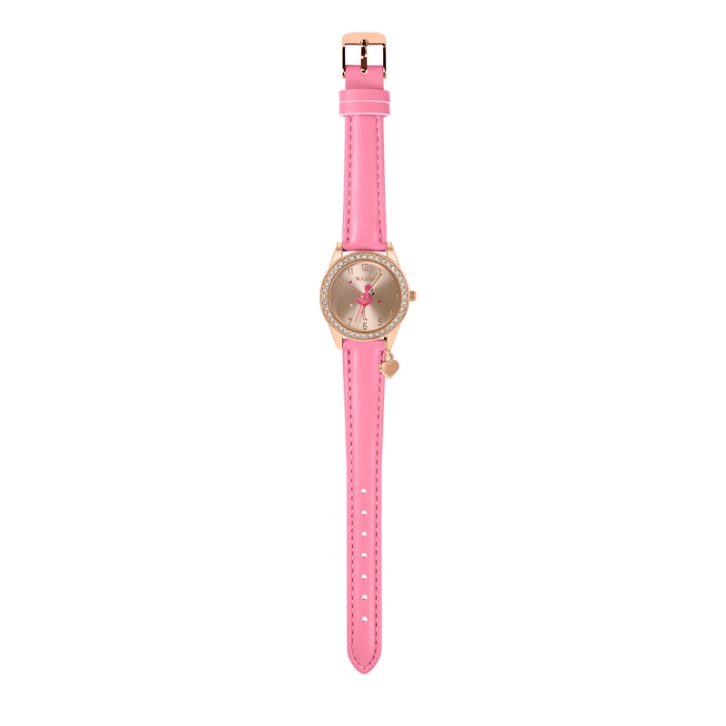 Tikkers Children's Pink PU Strap Flamingo Dial & Star Charm Watch