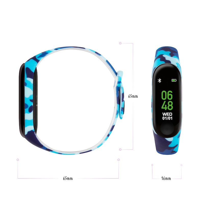Tikkers Children's Series 1 Printed Camo Blue Silicone Strap Activity Tracker