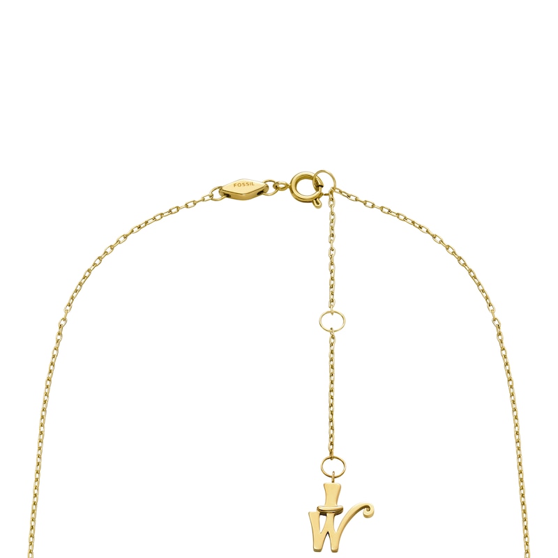 Fossil Ladies' Willy Wonka Special Edition Gold Tone Stainless Steel Station Necklace