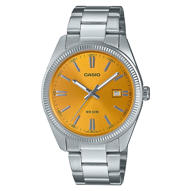 Casio Collection MTP-1302PD-9AVEF Yellow Dial Stainless Steel Bracelet Watch