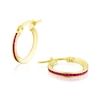 Thumbnail Image 0 of 9ct Yellow Gold Red Cubic Zirconia Slim Hoop Earrings