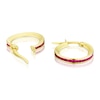 Thumbnail Image 1 of 9ct Yellow Gold Red Cubic Zirconia Slim Hoop Earrings