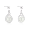 Thumbnail Image 0 of Sterling Silver CZ & Cultured Freshwater Pearl Swirl Drop Earrings