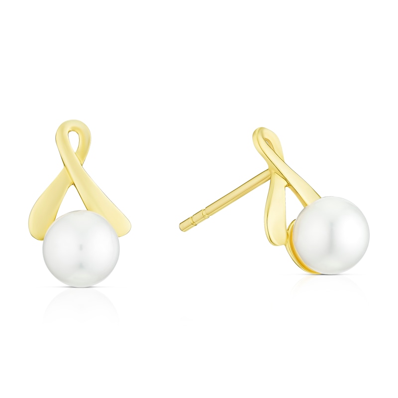 9ct Yellow Gold Twist Drop Freshwater Pearl Earrings