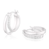 Thumbnail Image 0 of Sterling Silver Cubic Zirconia & Plain Split Oval Hoop Earrings