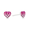 Thumbnail Image 0 of Children's Sterling Silver Pink & White Crystal Heart Stud Earrings