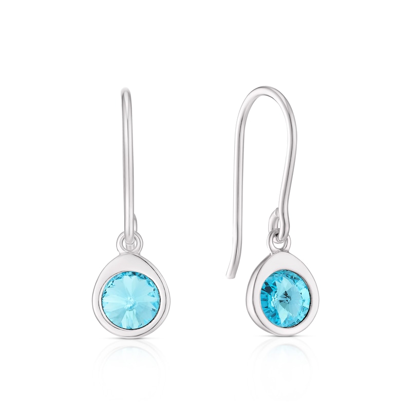 Sterling Silver Aqua Preciosa Crystal Hook Drop Earrings