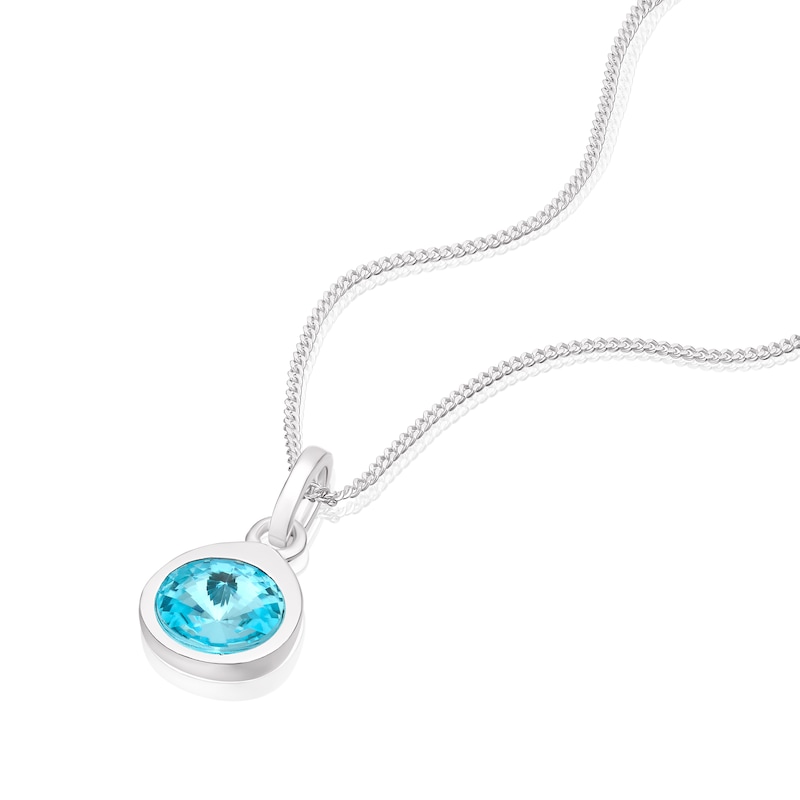 Sterling Silver Light Blue Preciosa Crystal Pendant Necklace