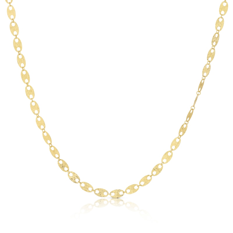 9ct Yellow Gold Diamond Cut Oval Pendant Necklace