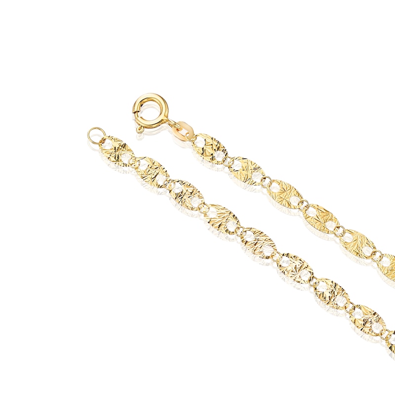 9ct Yellow Gold Diamond Cut Oval Pendant Necklace