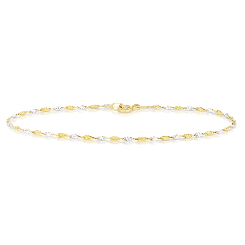 9ct Two Colour Gold Twisted Chain Bracelet
