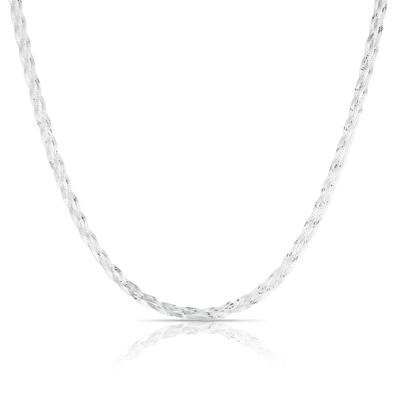Sterling Silver Textured Braided Necklace