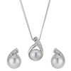 Thumbnail Image 0 of Silver Diamond & Cultured Pearl Pendant & Earrings Set