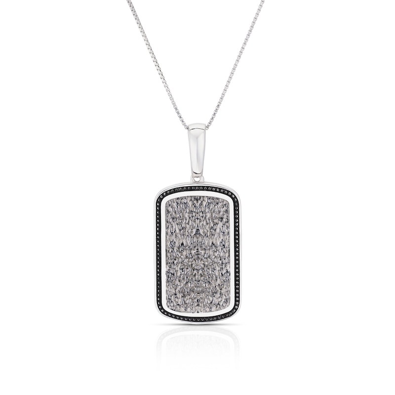 Men's Sterling Silver Textured Dog Tag Pendant Necklace