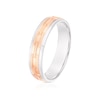 Thumbnail Image 1 of Sterling Silver & 9ct Rose Gold Embossed Square Chain Link Pattern Wedding Ring