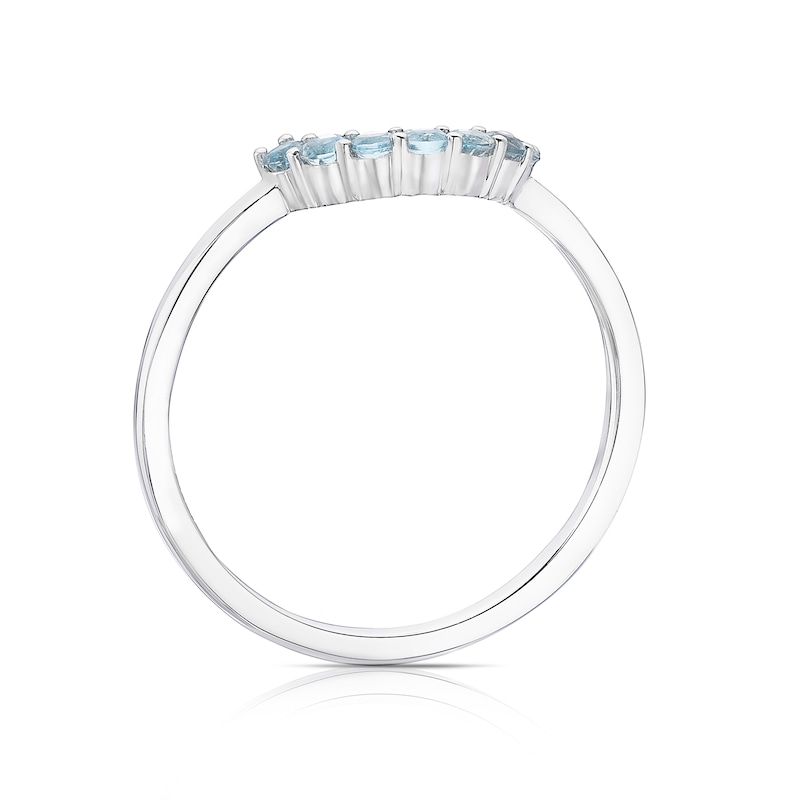 9ct White Gold Blue Topaz U-Shaped Wedding Ring