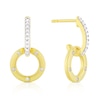 Thumbnail Image 0 of Sterling Silver & 18ct Yellow Gold Plated Vermeil Diamond Interlocking Circle Drop Earrings