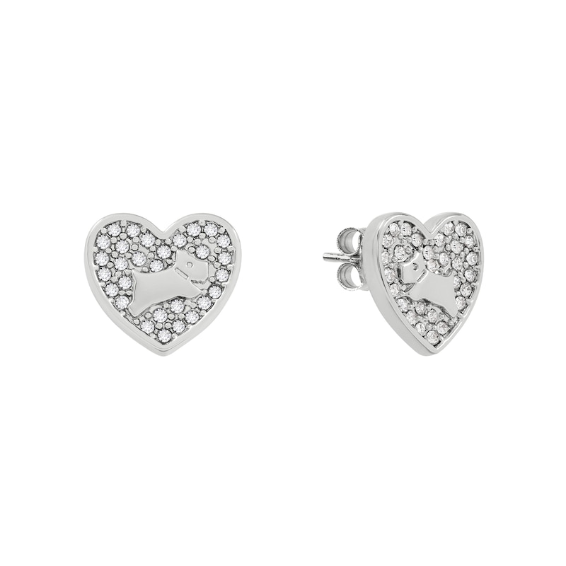 Radley Silver Tone Pavé Stone Set Heart Stud Earrings