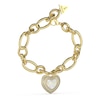 Thumbnail Image 0 of Guess Gold Tone MOP & Crystal Heart Charm 7.2 Inch Bracelet