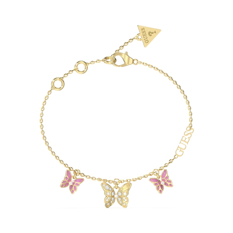 Guess Gold Tone Multi Butterfly Crystal Bracelet