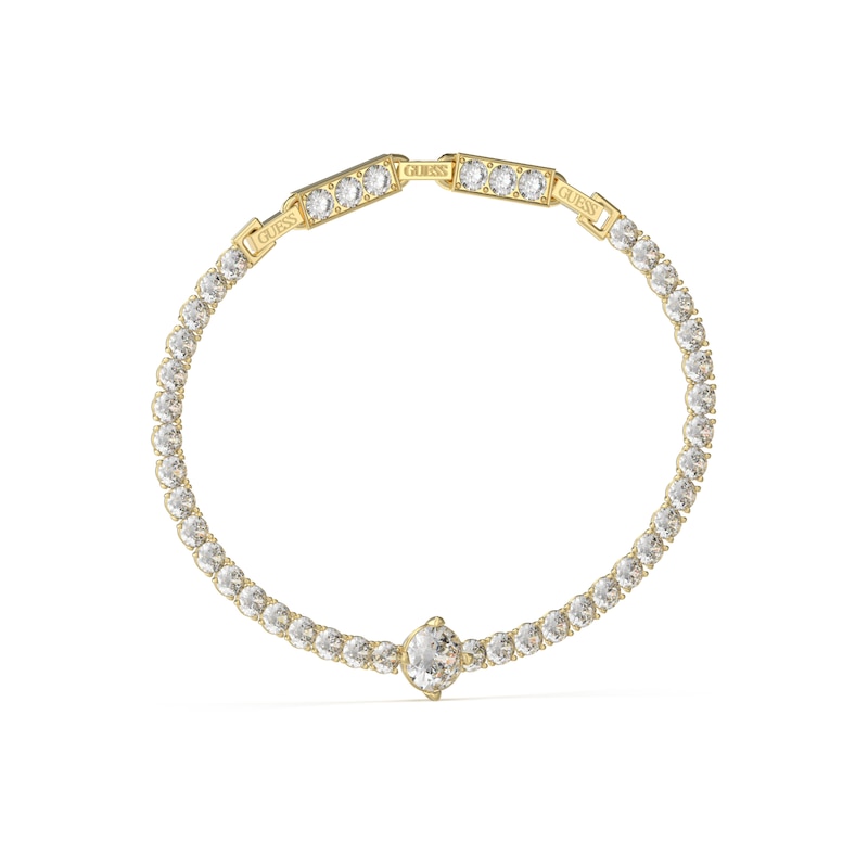 Guess Gold Tone Solitaire Detail Crystal Tennis Bracelet