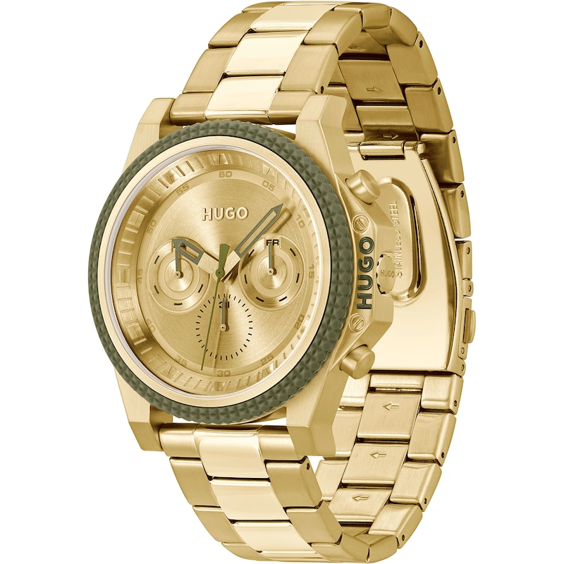 HUGO #BRAVE Men's Light Gold Tone Ion Plated Watch