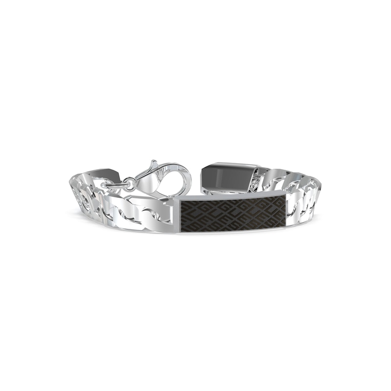 Guess Men's Stainless Steel Guess Pattern Curb Chain Bracelet