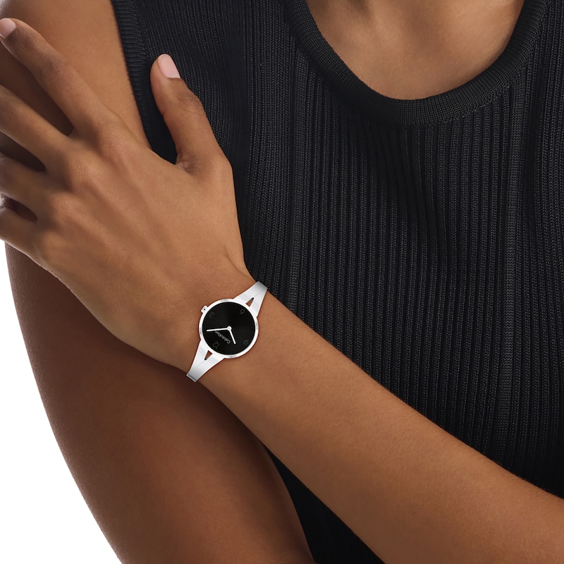 Calvin Klein Ladies' Black Dial Stainless Steel Bangle Watch