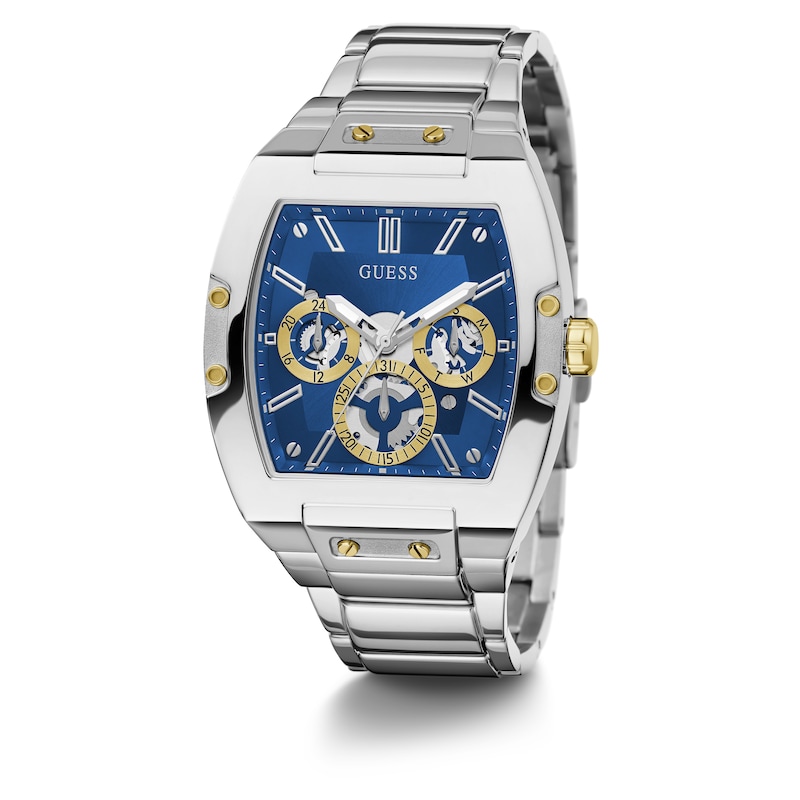 Guess Men's Blue Chronograph Dial Stainless Steel Bracelet Watch
