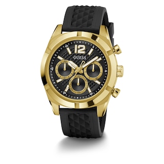 Guess Exec Chronograph Quartz Black Dial Black Leather Strap Watch for Men - W0076G1