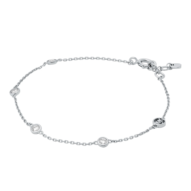 Michael Kors Ladies' Kors Brilliance Sterling Silver Rhodium Plated Station Bracelet