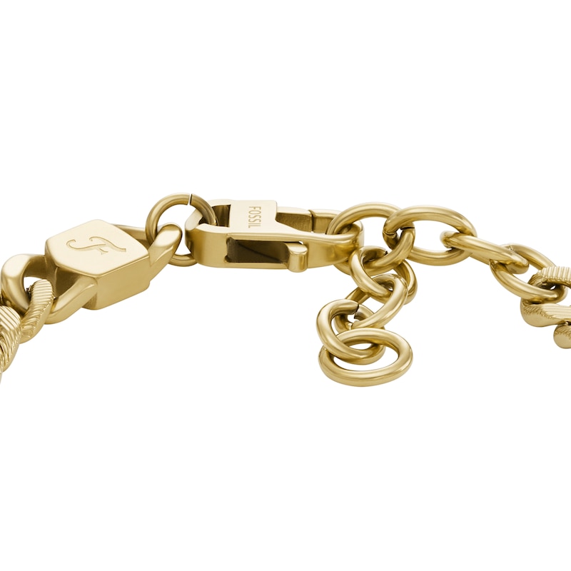 Fossil Men's Harlow Linear Gold Tone Texture Chain Bracelet